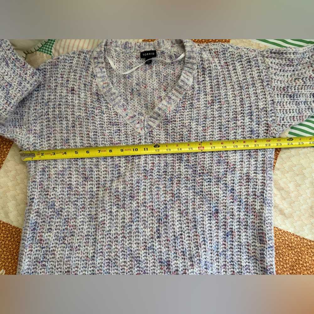 Torrid Multicolor Ribbed Chunky Knit V-Neck Sweater - Picture 7 of 9